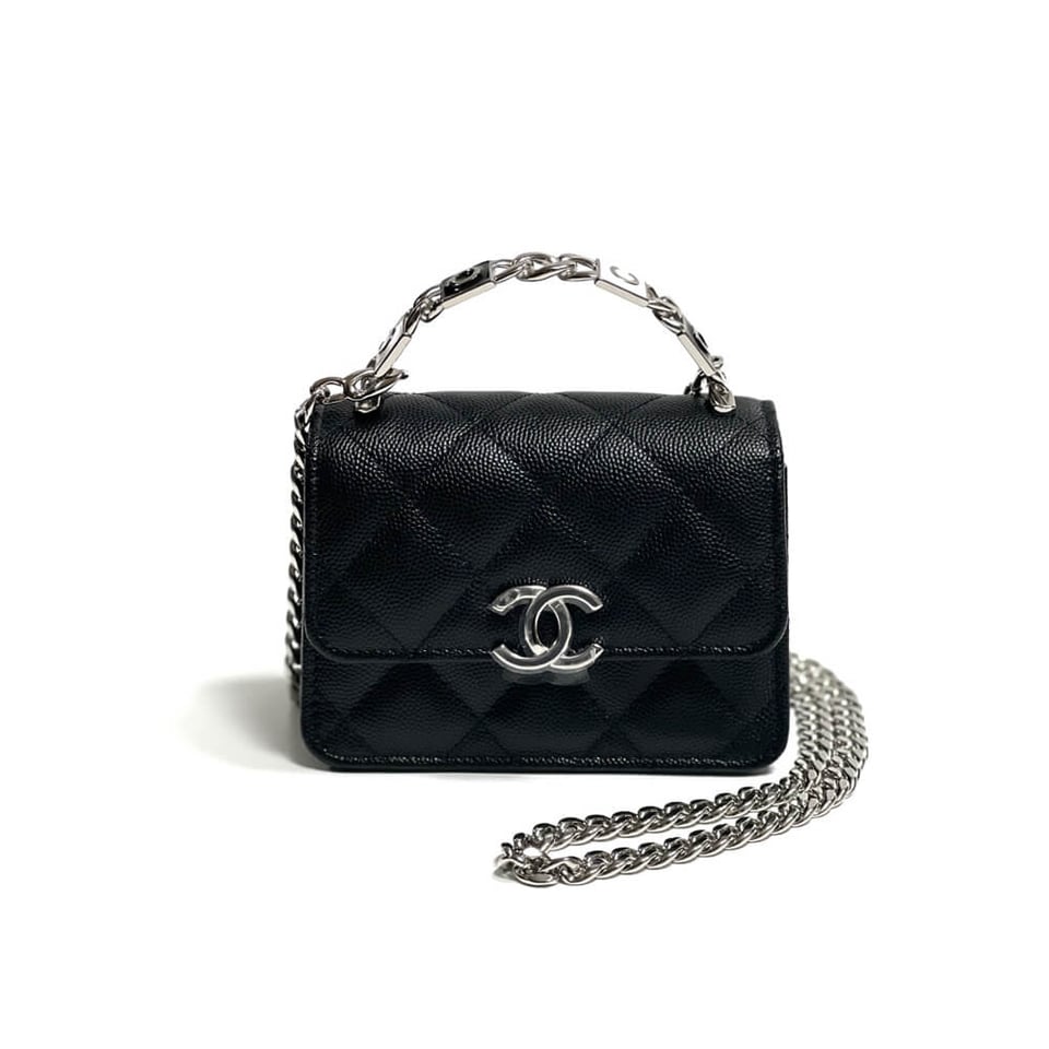 Chanel Enamel Handle Clutch with Chain in Grained Calfskin view 2