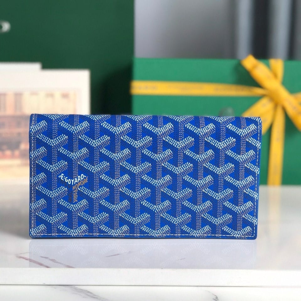 Goyard Richelieu Wallet 19 Cm Sapphire Blue Goyardine Canvas view 2