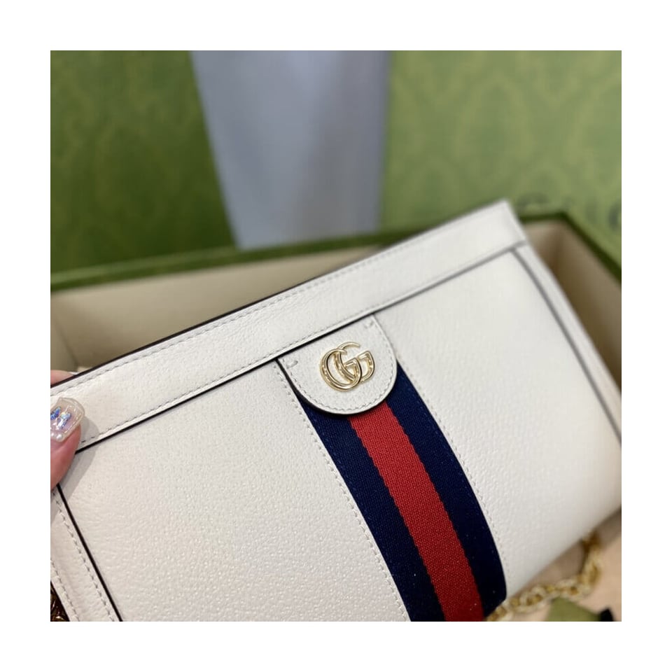 Gucci Ophidia Small Shoulder Bag in White Leather view 9