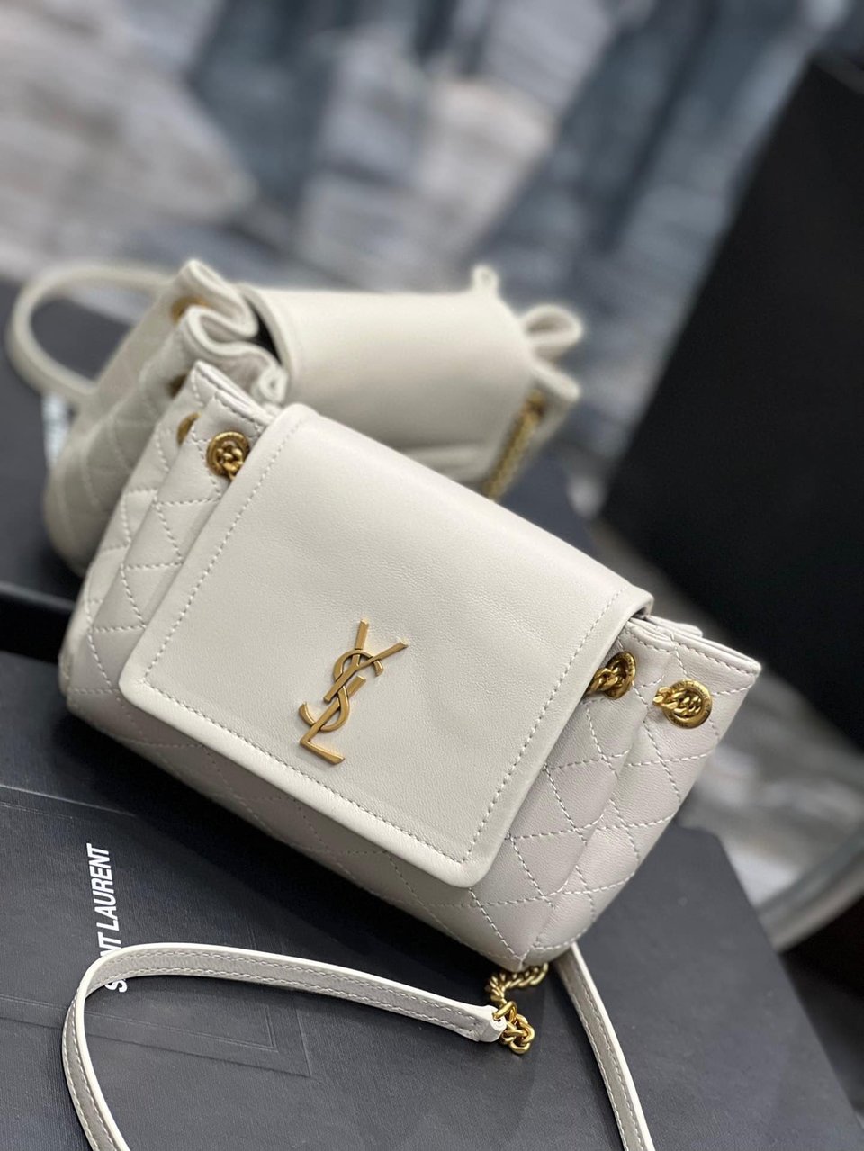 Saint Laurent Mini Nolita In Blanc Vintage 18Cm view 10