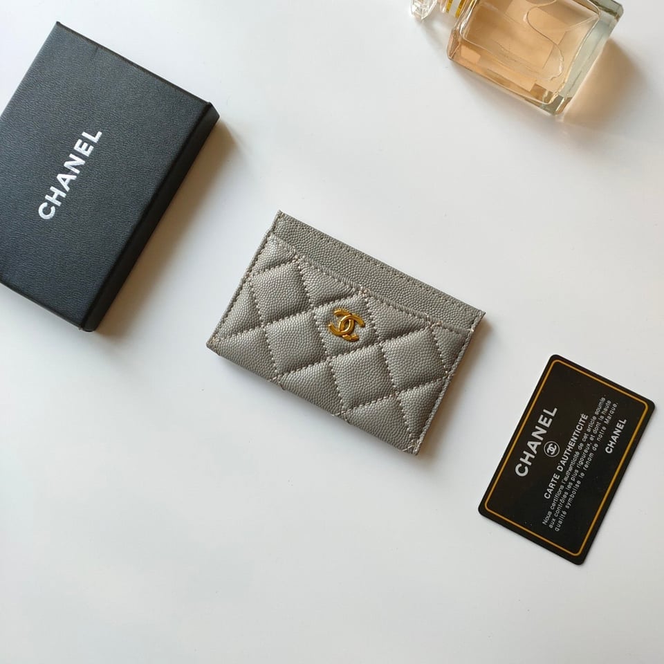Chanel Card Holder 11.2 Gray Grained Calfskin Gold Icon view 2