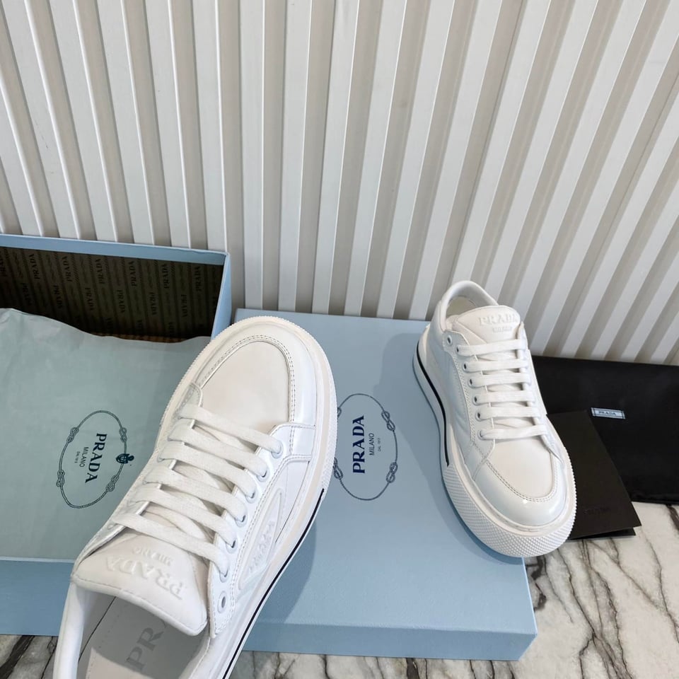 Prada Macro Re-Nylon And Brushed Leather Sneakers White 2Eg3763Lf5F0009 view 10