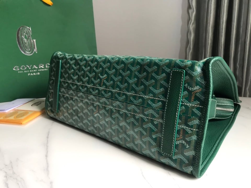 Goyard Hardy Pm Bag 40 Cm Green Goyardine Canvas And Taurillon Leather Trim view 6