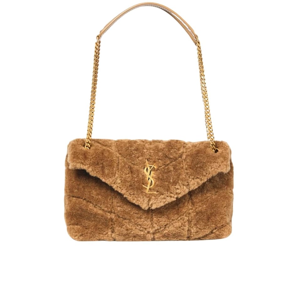 Saint Laurent Puffer Bag In Shearling Brown 28Cm view 2