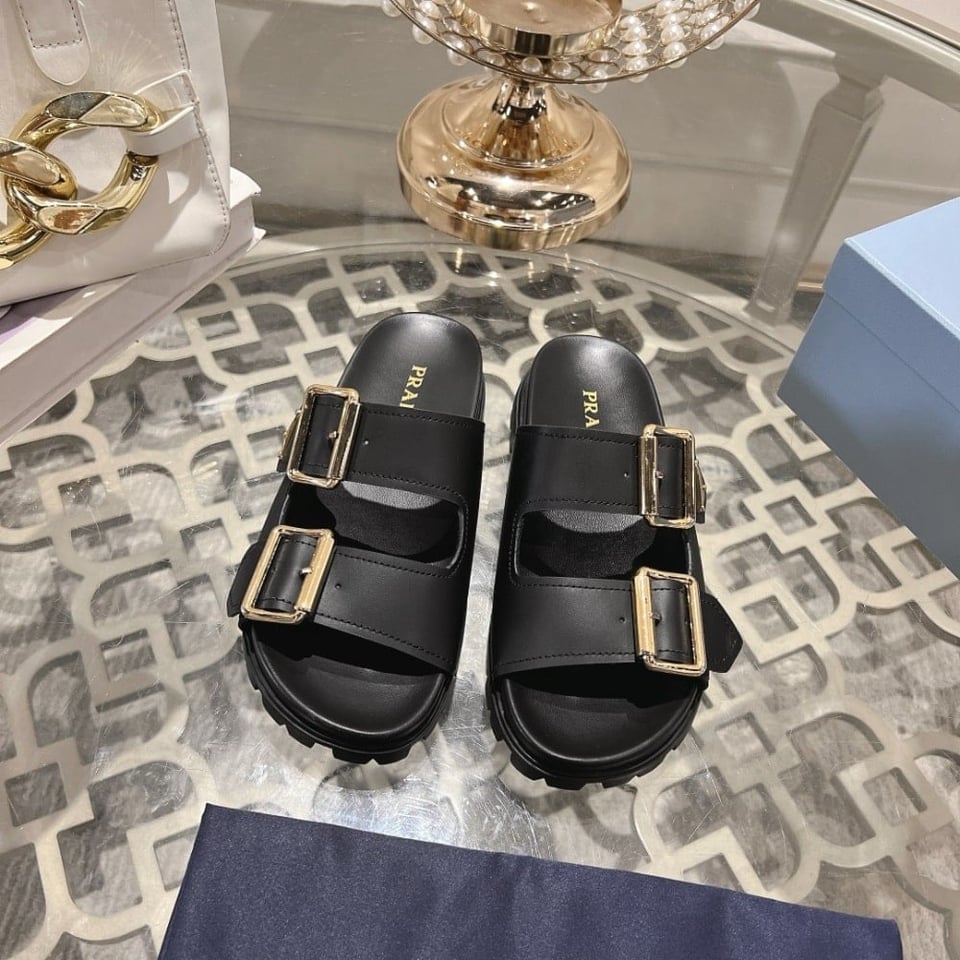 Prada Leather Strap Slides Black 1Xx692 3Lem F0002 F 020 view 3