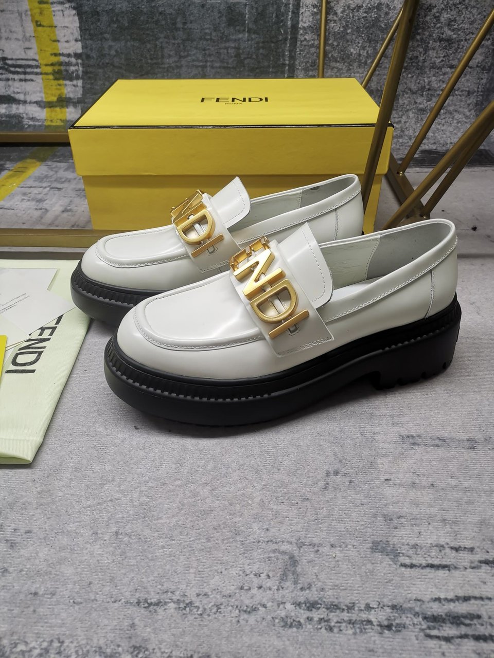 Fendigraphy Smooth Leather Loafers White 8D838369Ff1Iyw view 4