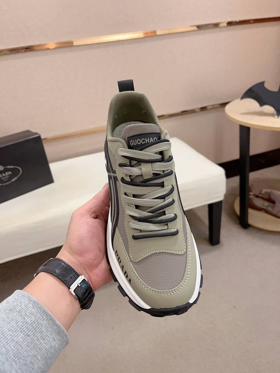 Prada Sport Sneakers Curved Line Green And Black view 3