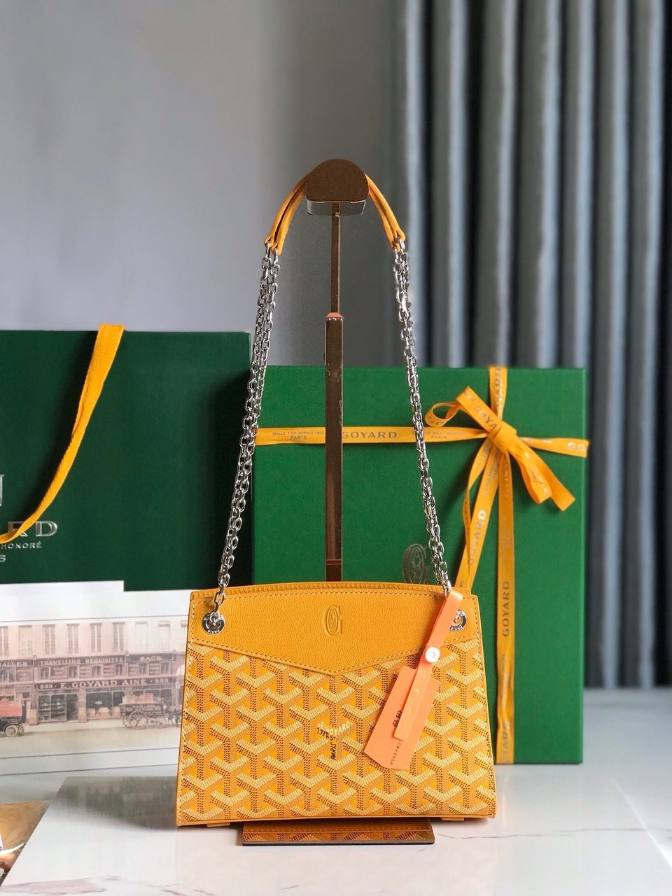 Goyard Rouette Structuré Mini Bag 21 Cm Yellow Goyardine Canvas And Calfskin view 10