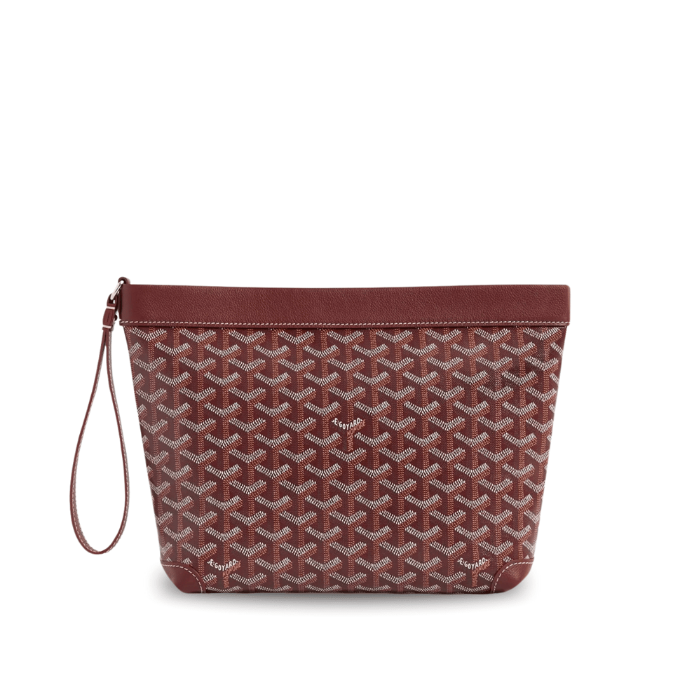 Goyard Conti Pouch 24 Cm Wine Red Lambskin And Goyardine Canvas view 2