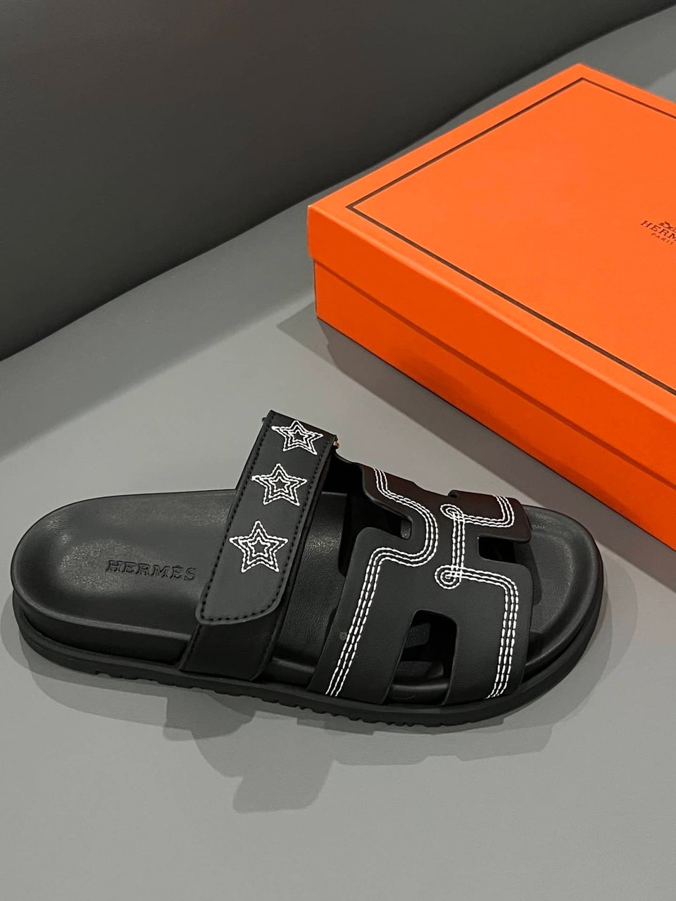 Hermes Chypre Sandal Star Stitched Noir H232142Z 02340 view 6
