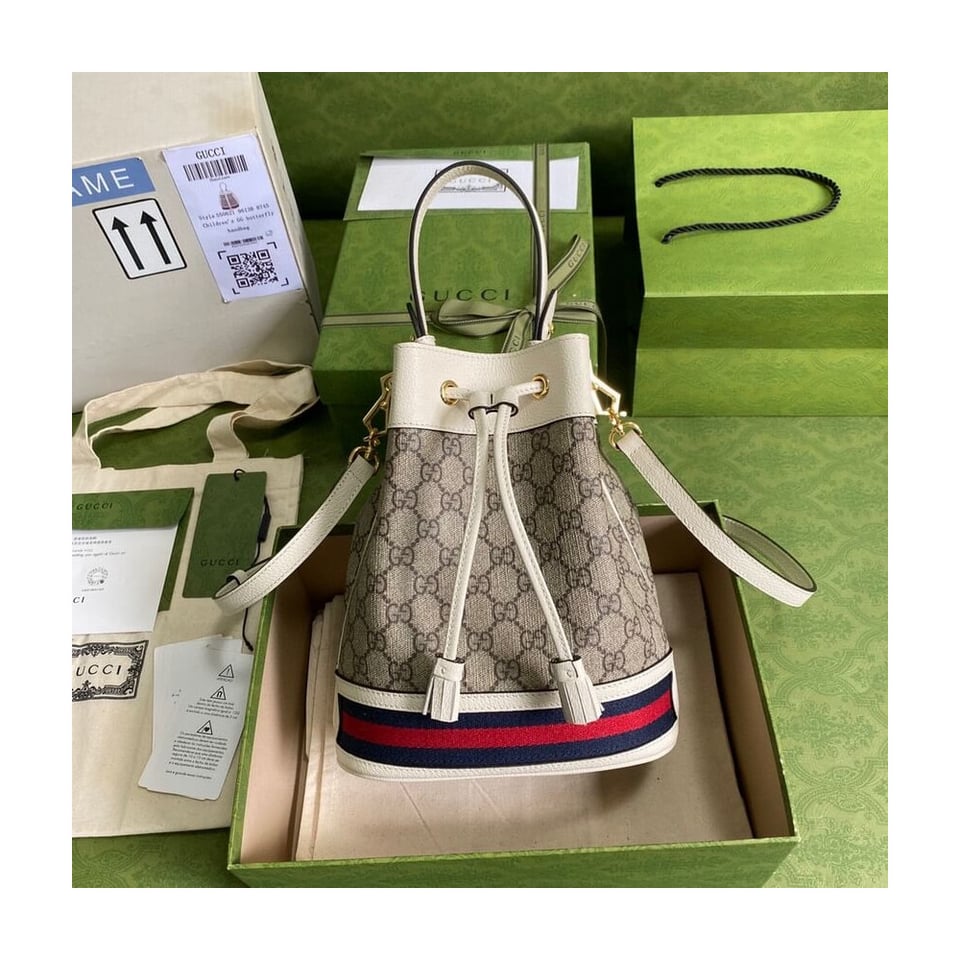 Gucci Ophidia Small GG Bucket Bag White view 2