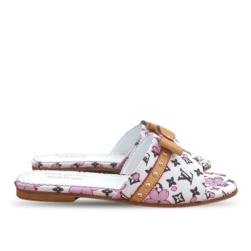 Louis Vuitton x Takashi Murakami Cherry Blossom Mule White view 2