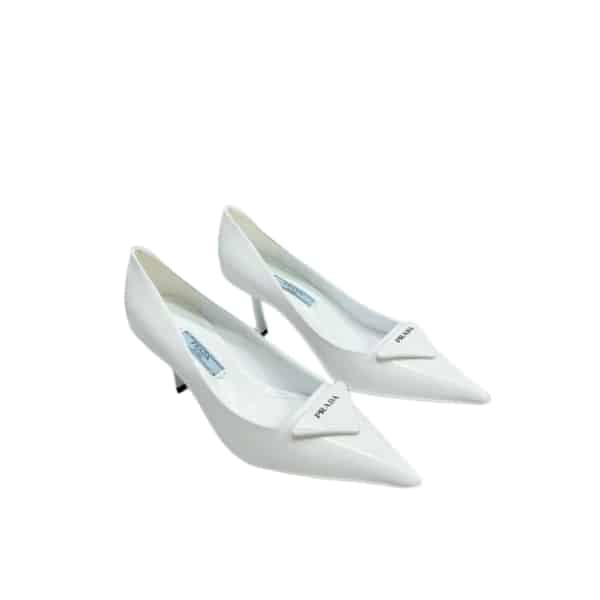 Prada Cleavage Nero Leather Pumps White view 2
