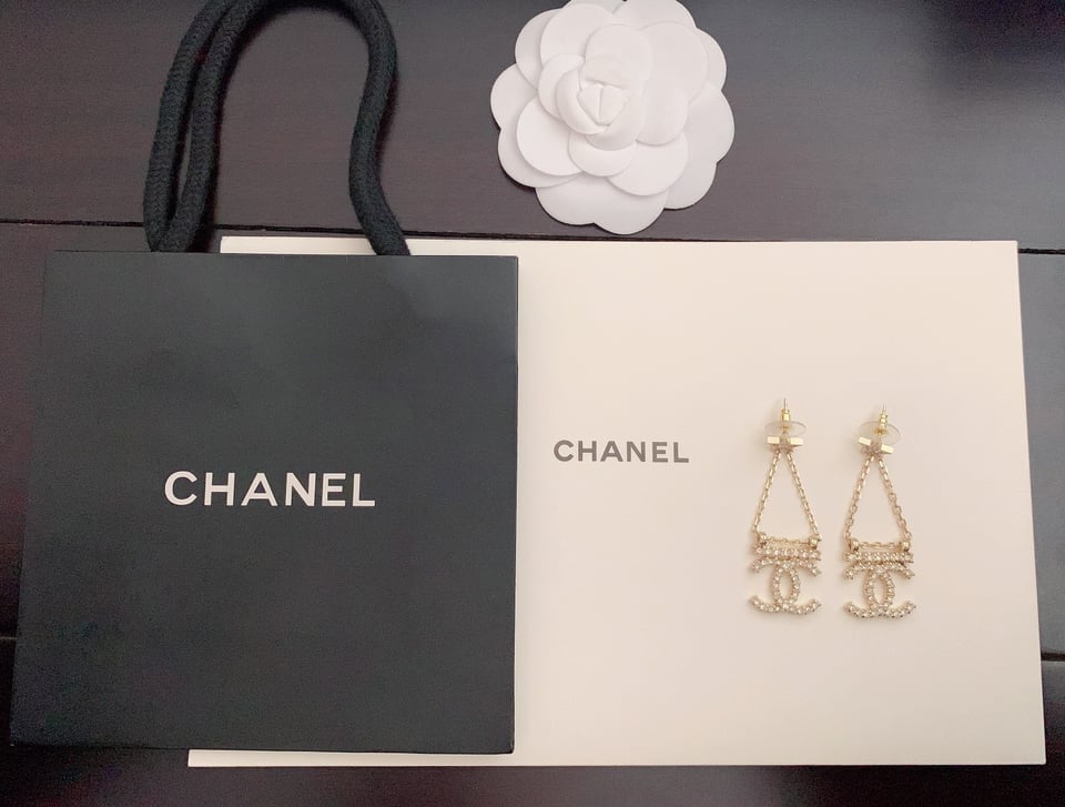 Chanel Star Strass Drop Earrings view 2