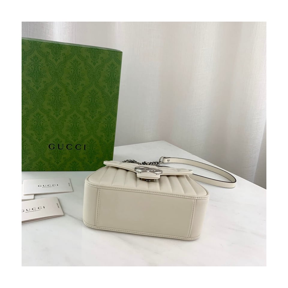Gucci GG Marmont White Matelasse Leather Mini Top Handle Bag view 8