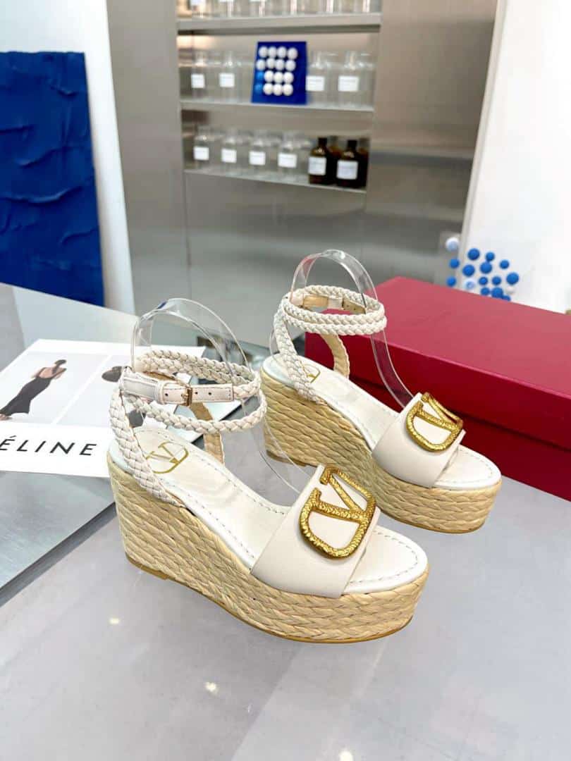 Valentino Garavani Vlogo Espadrille Platform Sandals White view 8