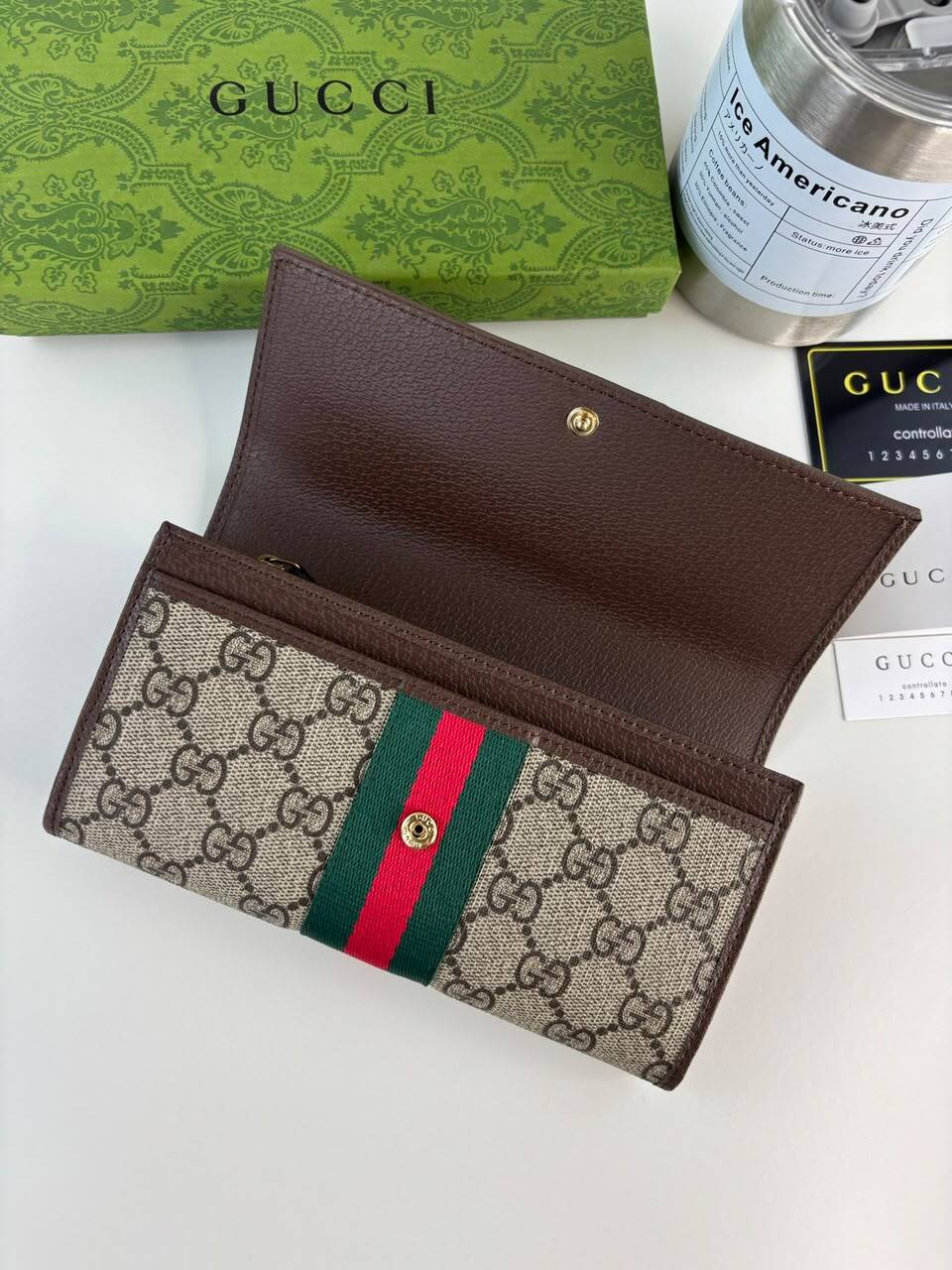 Gucci Ophidia Continental Wallet 19cm/7.5in Beige And Dark Brown 838485 view 5