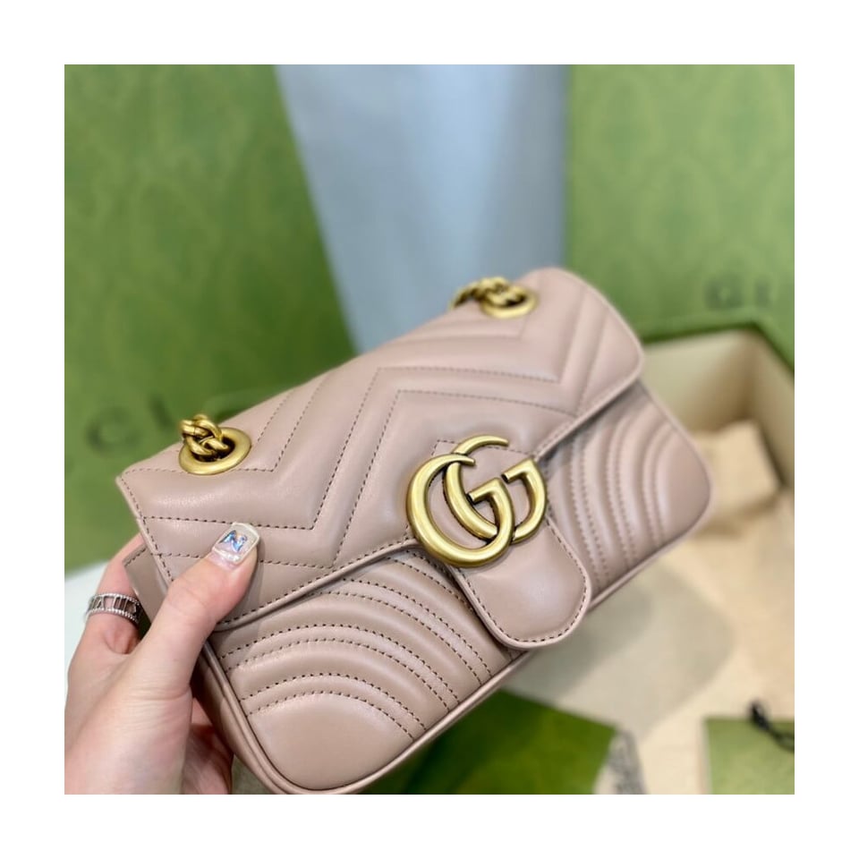 Gucci GG Marmont Matelasse Chevron Leather Mini Bag Nude Pink view 12