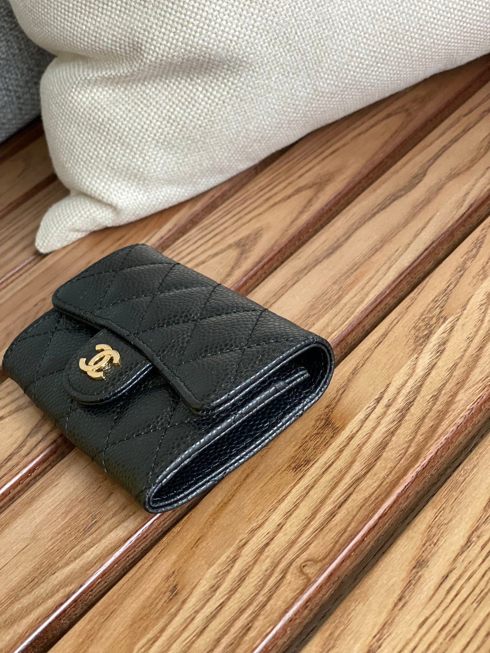 Chanel Small Wallet 11Cm Black Caviar Gold Hardware view 8