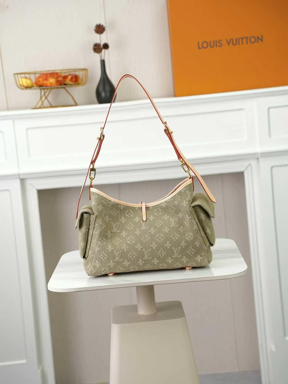 Louis Vuitton Carryall Cargo PM Bag Khaki Denim 33.5cm M27623 view 4