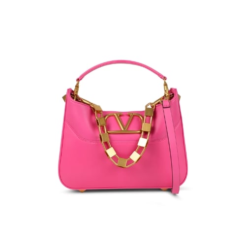 Valentino Garavani Small Stud Sign Leather Hobo Bag In Pink