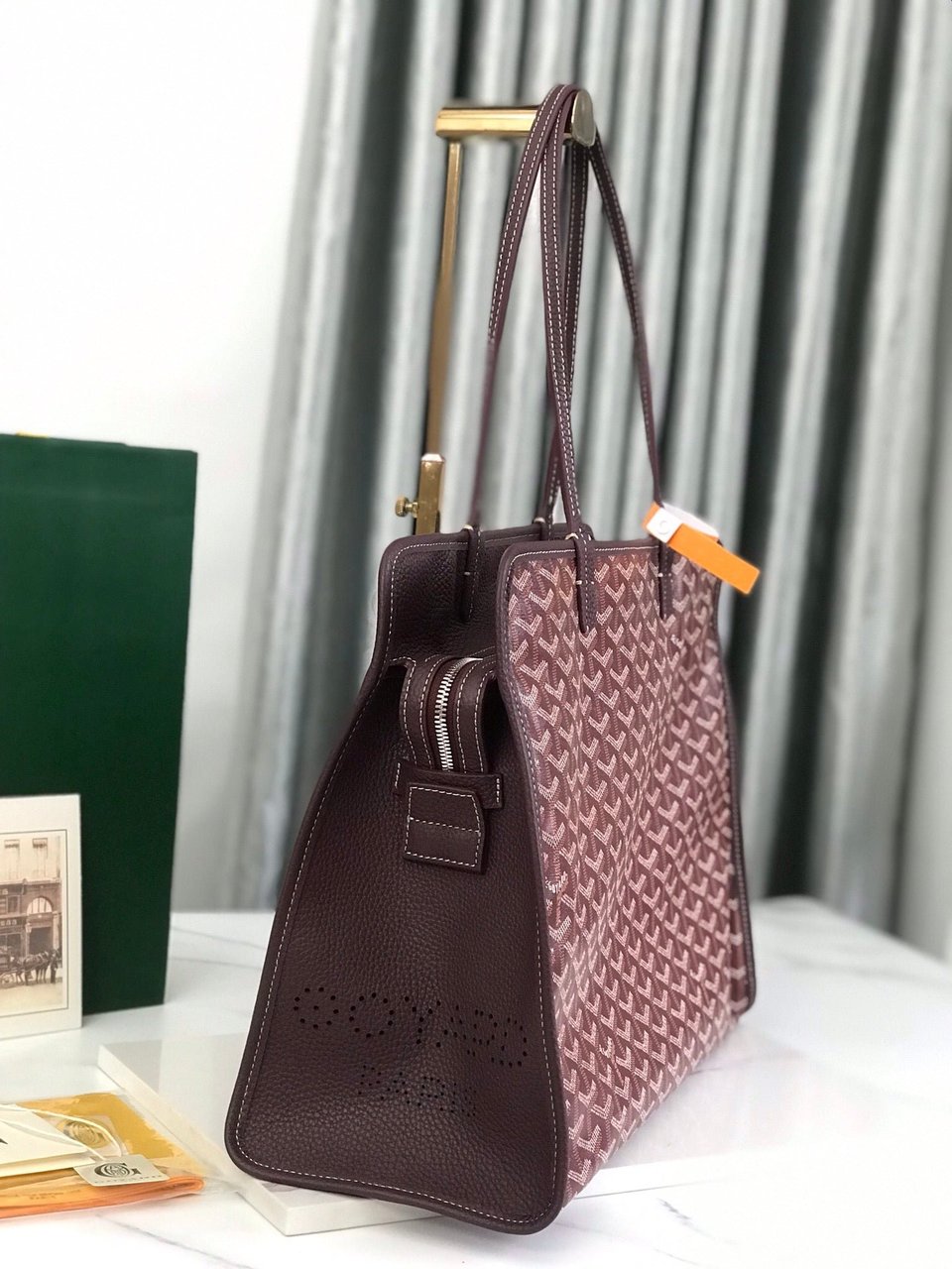 Goyard Hardy Pm Bag 40 Cm Brown Goyardine Canvas And Taurillon Leather Trim view 9