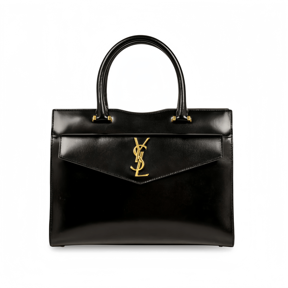 Saint Laurent Uptown Medium Leather Tote Bag Black 31Cm view 2