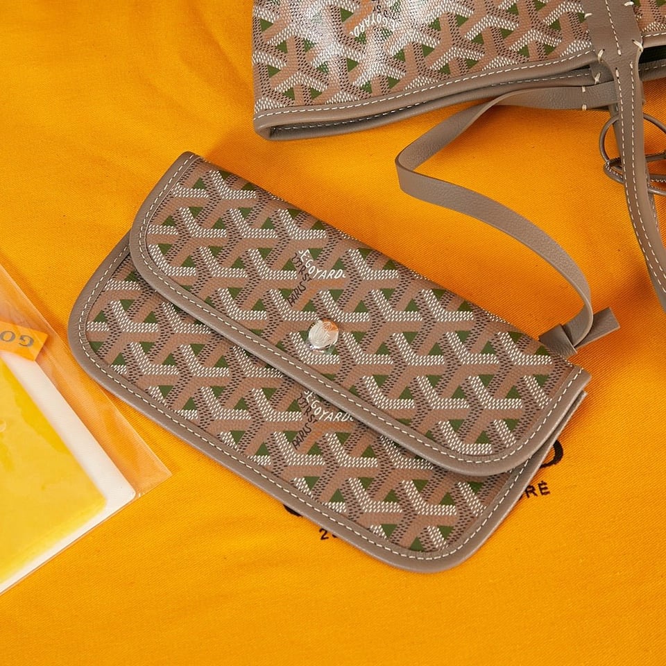 Goyard Saint Louis Pm 34Cm Brown Khaki Canvas Chevroches Calfskin view 8