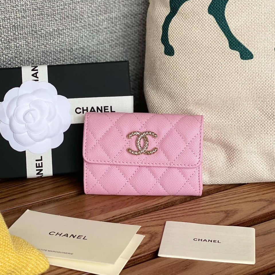 Chanel Small Wallet 11Cm Pink Caviar Light Gold Hardware view 2