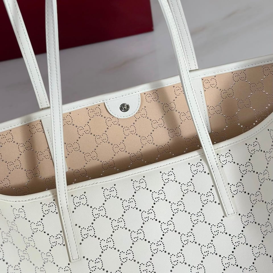 Gucci Tribeca Large Tote Bag 38cm/15in White Leather GG 874745 view 7