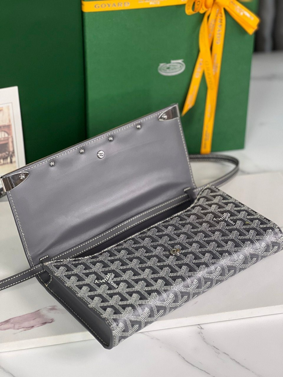 Goyard Monte-Carlo Pm Clutch 25 Cm Gray Goyardine Canvas view 8