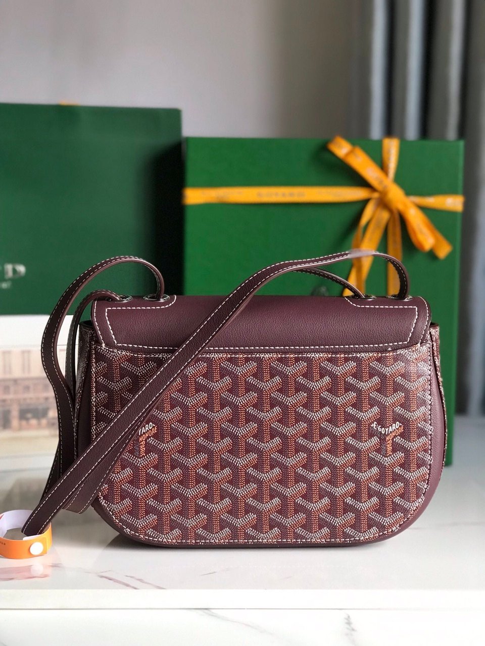 Goyard 233 Bag Wine Red Calfskin And Goyardine Canvas 25cm view 7