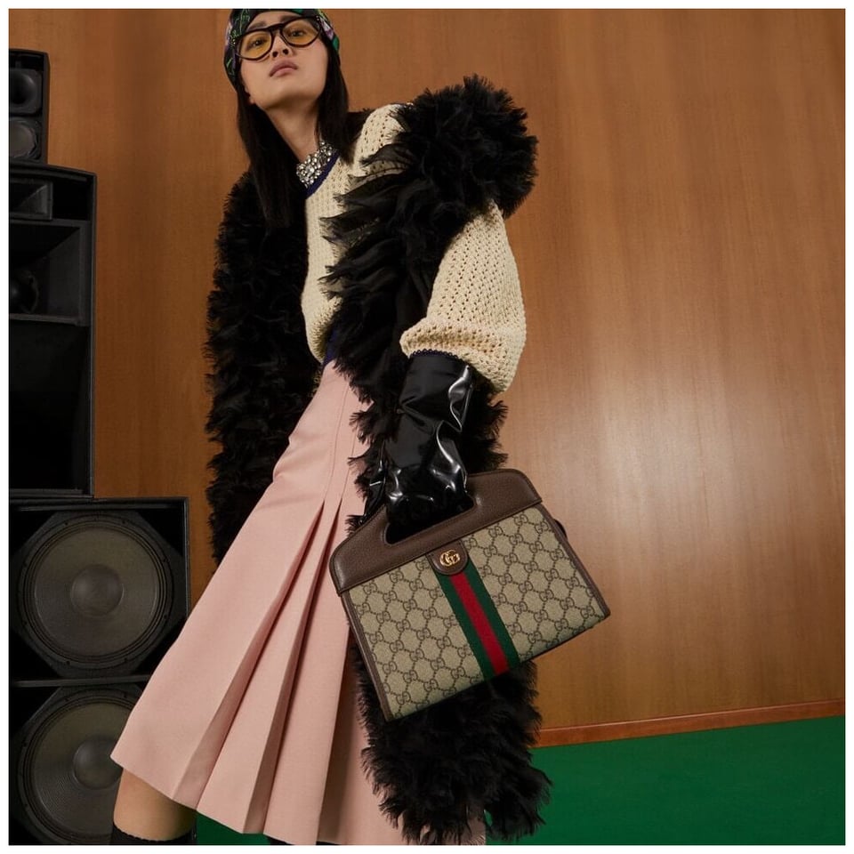 Gucci Ophidia Small Tote With Web Brown view 4