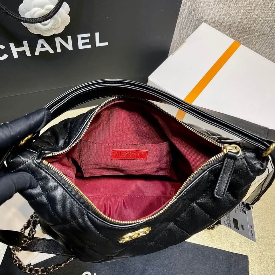 Chanel Hobo Bag in Black Lambskin view 14