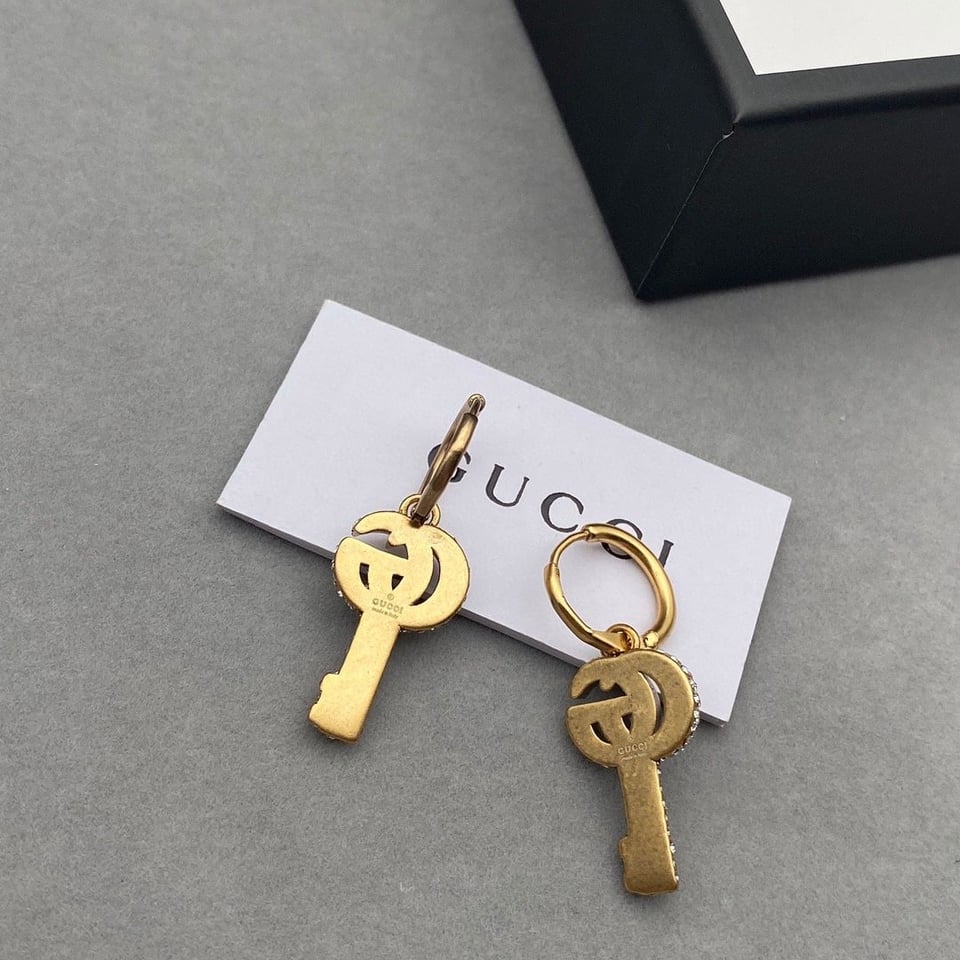Gucci Gg Key Hoop Gold Earrings view 4