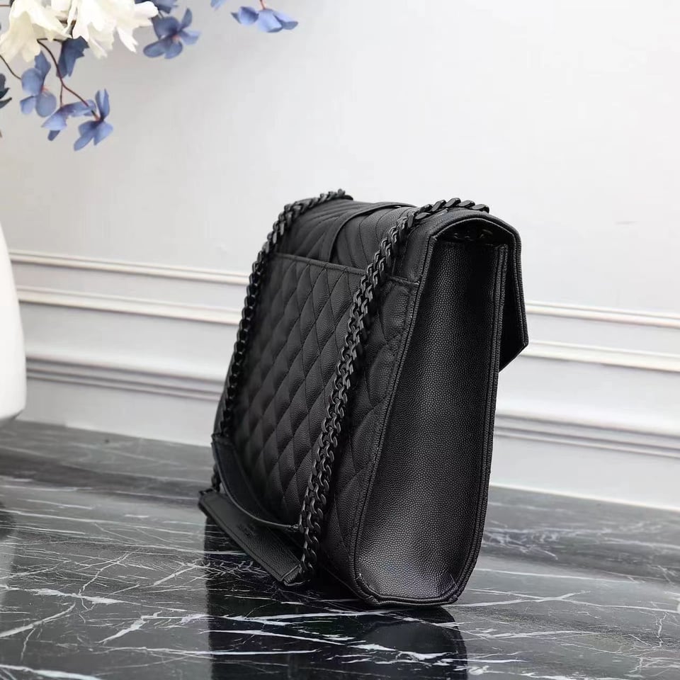 Saint Laurent Envelope Large Bag In Mix Matelasse Grain De Poudre Embossed Leather Black 31Cm view 4
