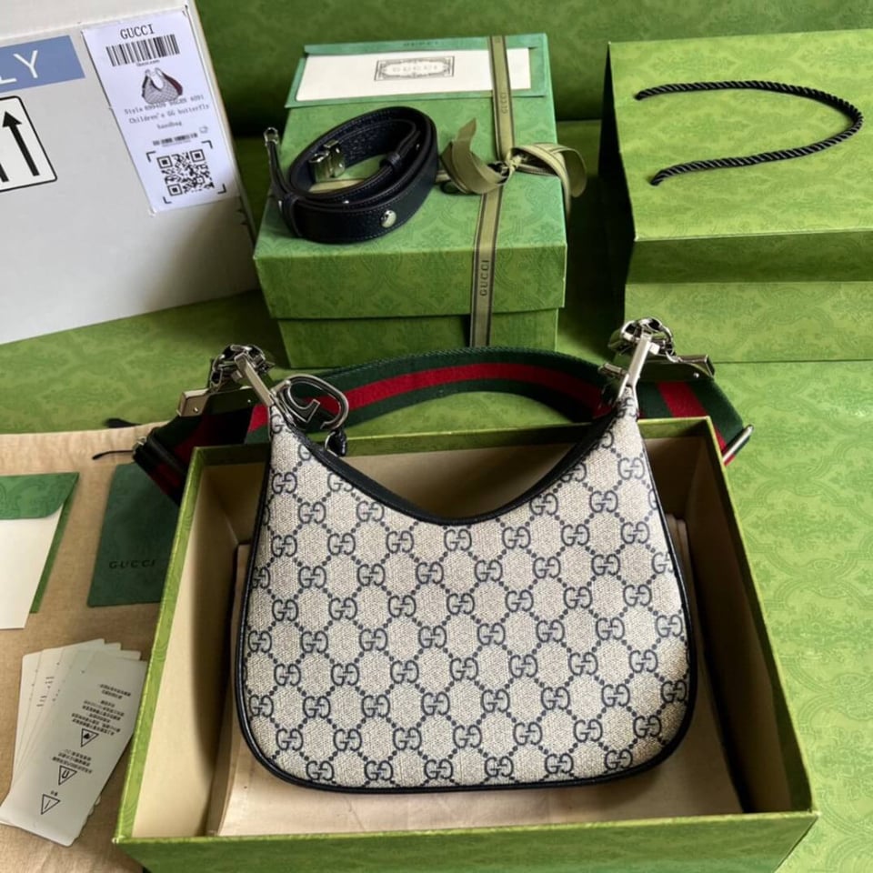 Gucci GG Supreme Attache Small Shoulder Bag Blue view 5