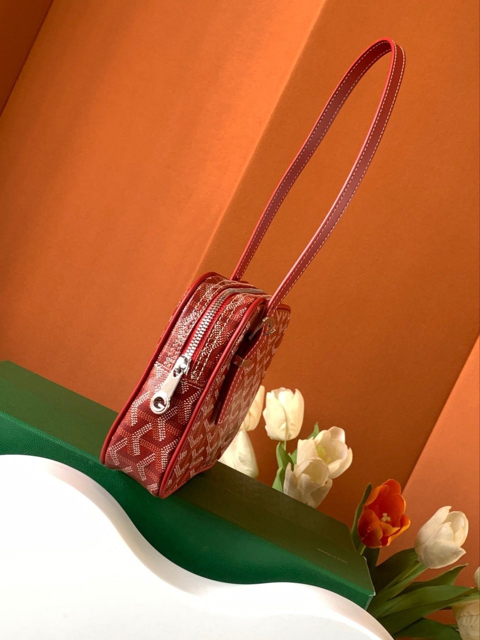 Goyard Yona Bag Coated MM 21Cm Red Canvas view 3