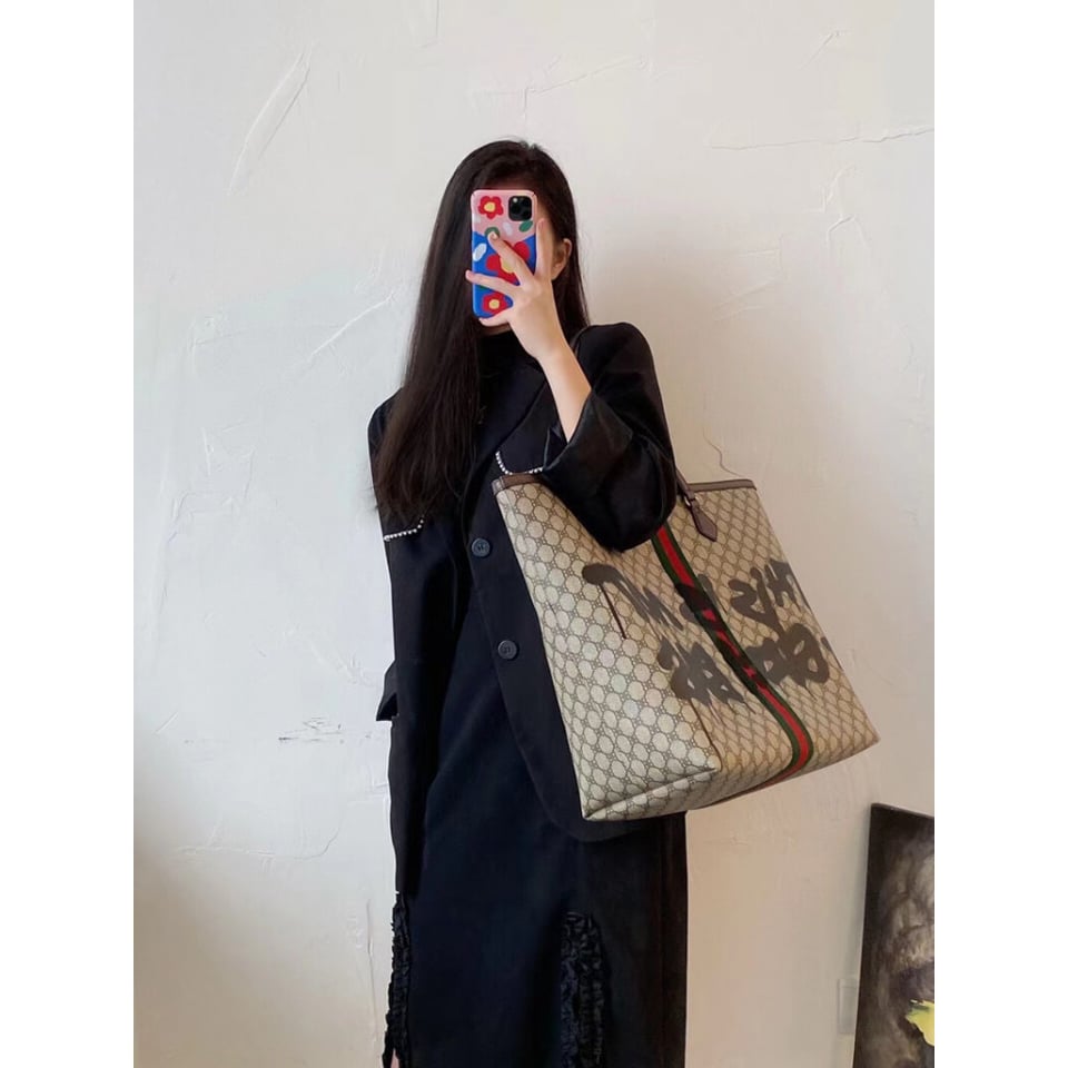 Balenciaga x Gucci Hacker Graffiti Large Tote Bag view 4