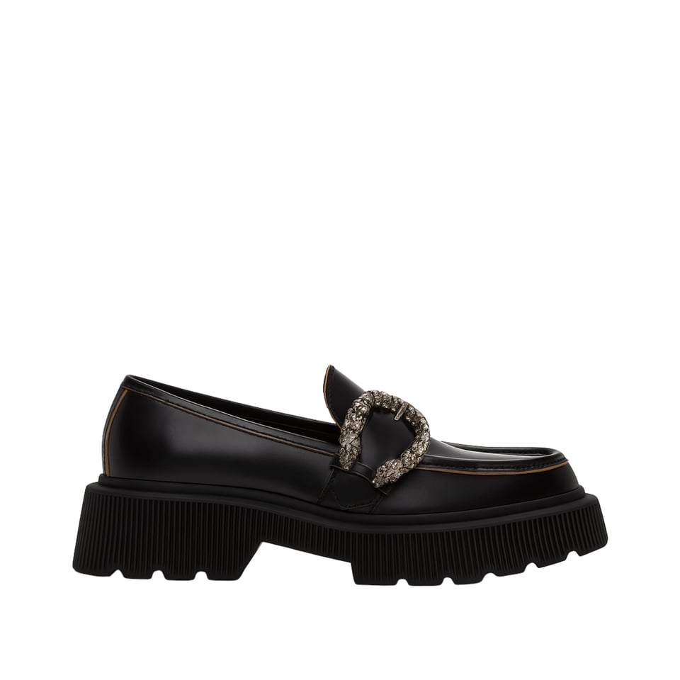 Gucci Women?S Leather Loafers With G Black
