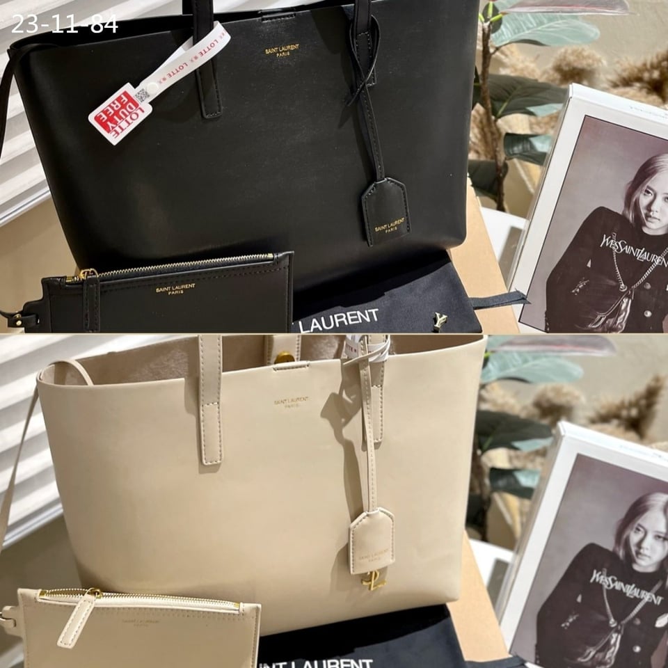 Saint Laurent Shopping Saint Laurent Leather White 33Cm view 3