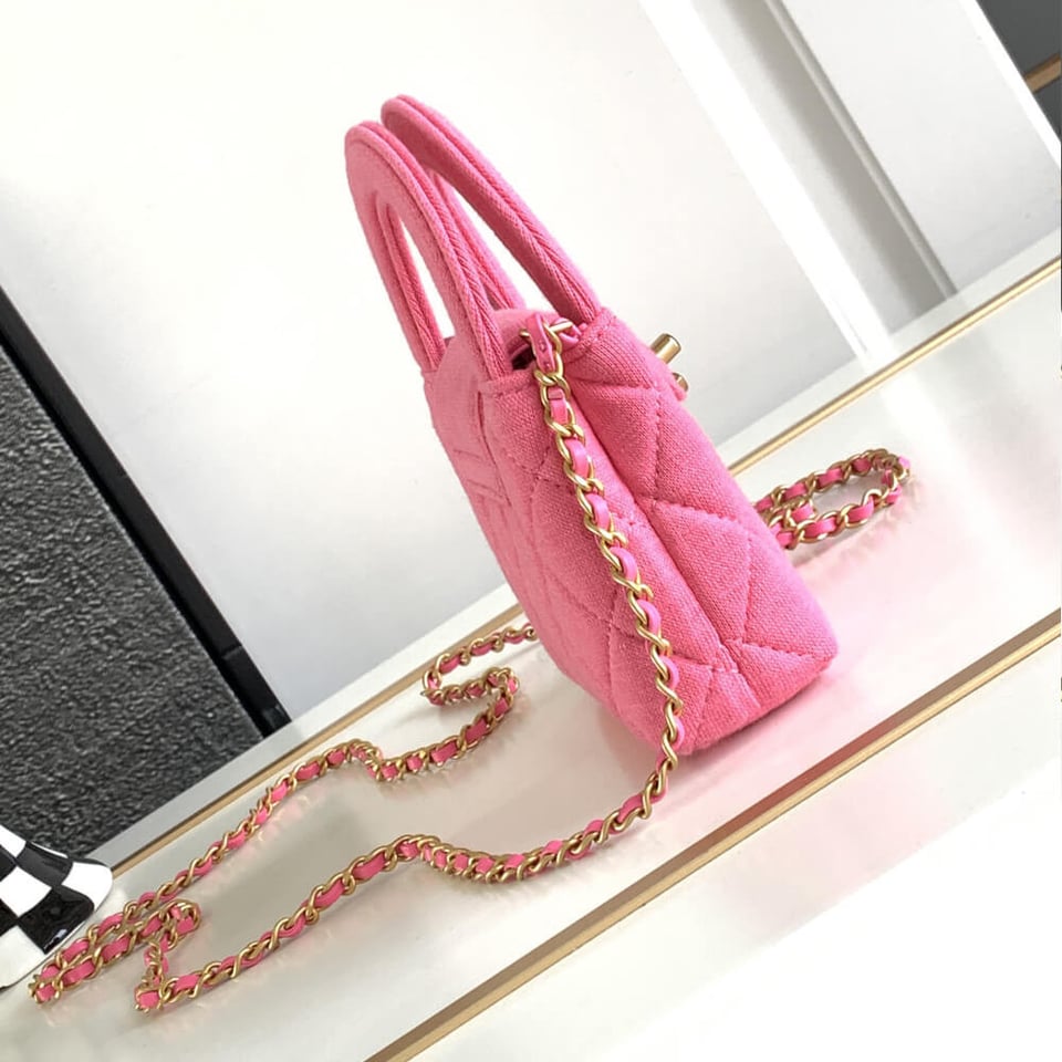 Chanel Jersey Quilted Nano Kelly Shopper Pink Bag 13cm view 5