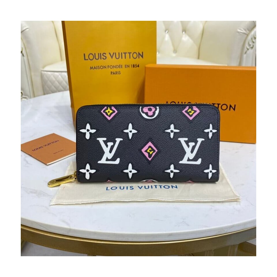 Louis Vuitton Monogram Pattern Zippy Wallet Black view 3
