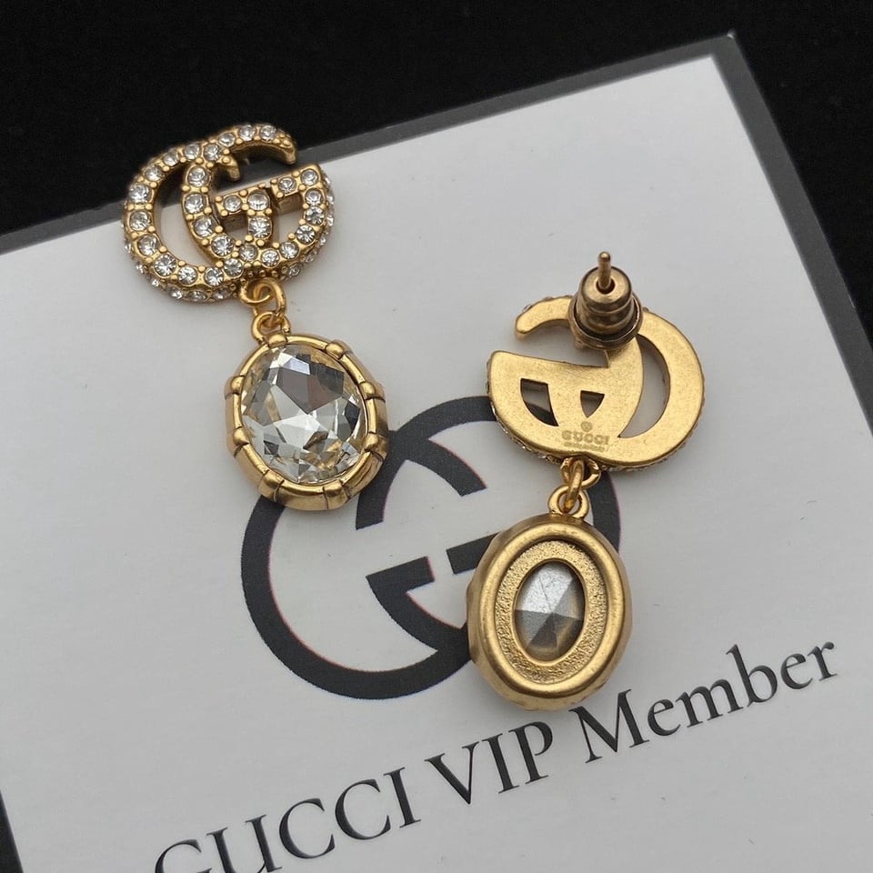 Gucci Gg Crystal Drop Earrings view 4