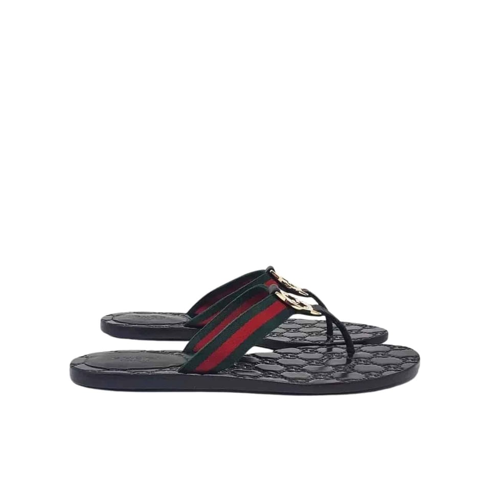 Gucci Double G Thong Leather Green And Red view 2