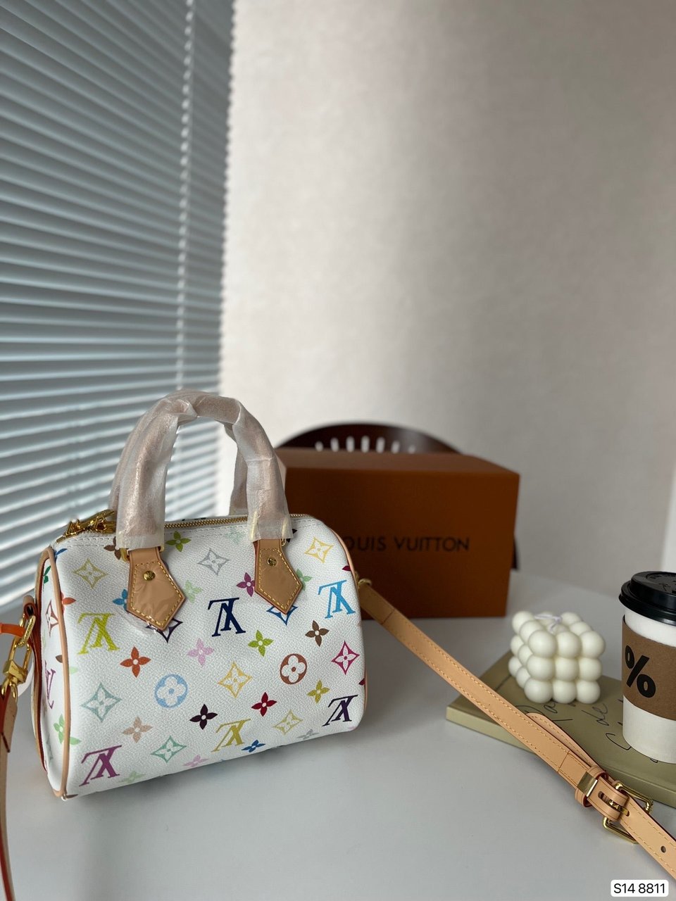 Louis Vuitton X Takashi Murakami Monogram Blanc White Multicolor Mini Speedy 20Cm view 8