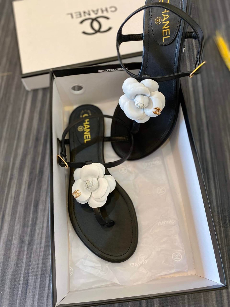Chanel Jelly White Rubber Camellia Cc Logo Sandals Black view 4
