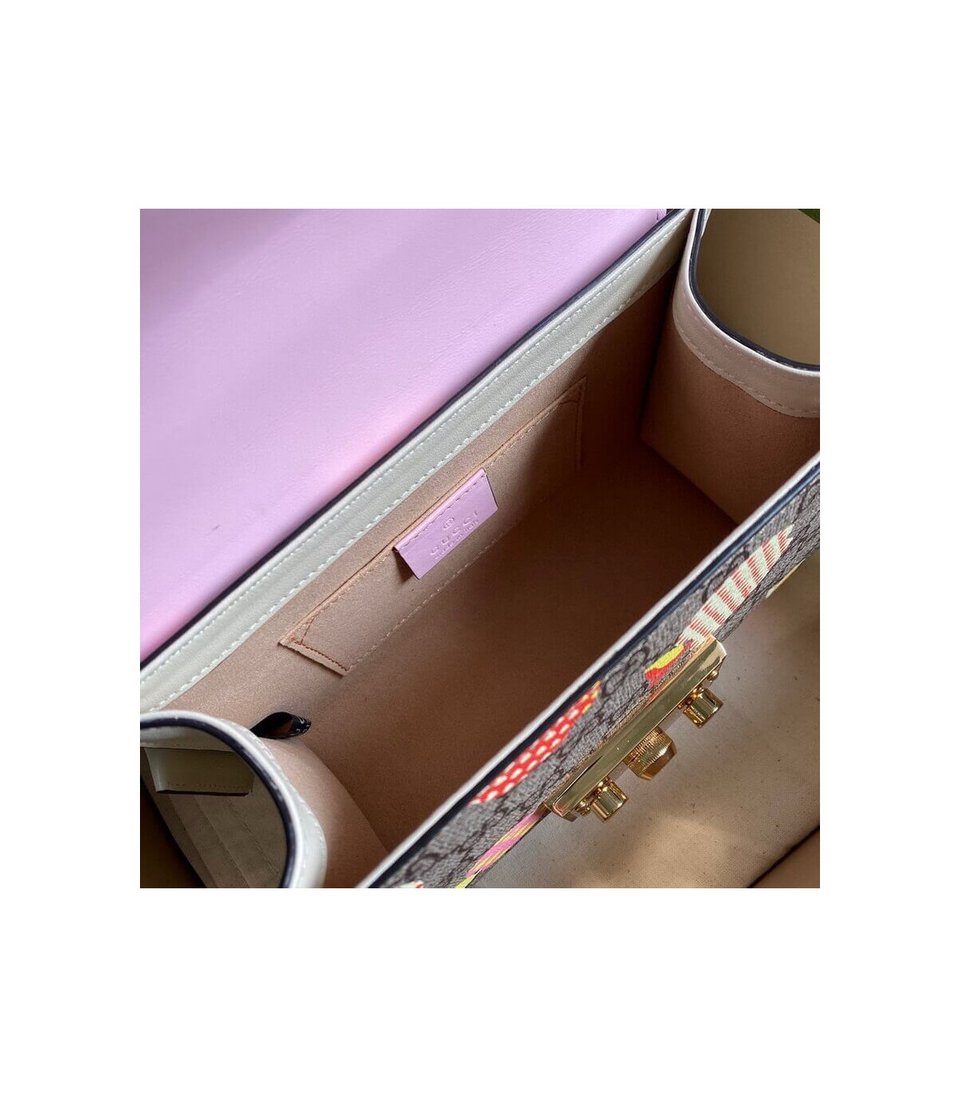 Gucci Padlock Heart Apple Pattern Small Shoulder Bag Pink view 13