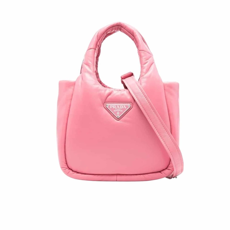 Prada Padded Soft Leather Bag Geranium Pink 19Cm view 2