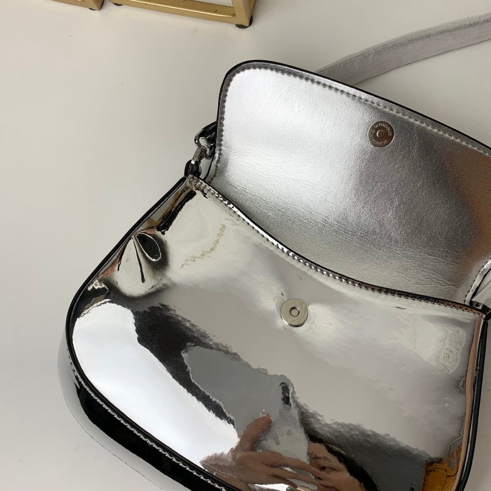 Prada Cleo Brushed Leather Shoulder Bag In Silver view 8